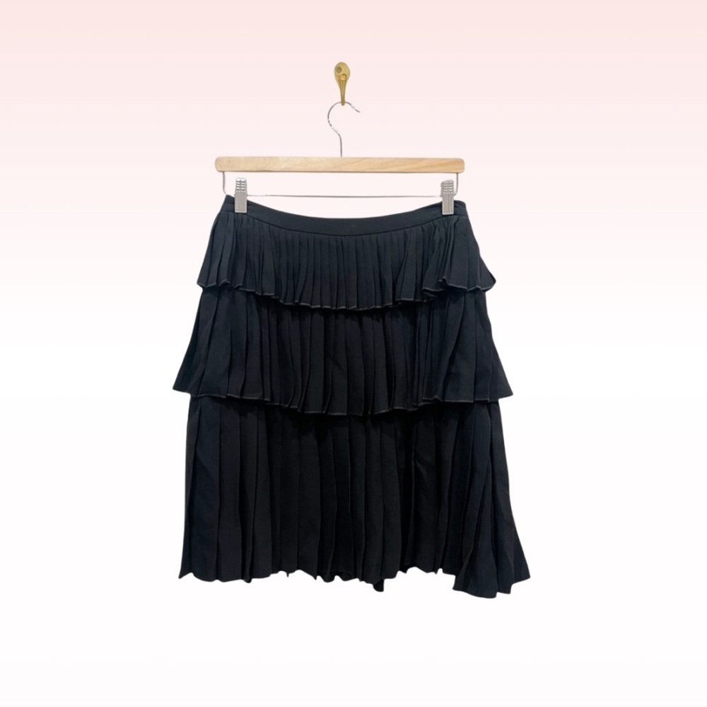 Nwt CO Collections Black Tiered Pleated Ruffle Layered Skirt (Sz S)